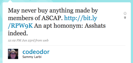 ASCAP asshats tweet