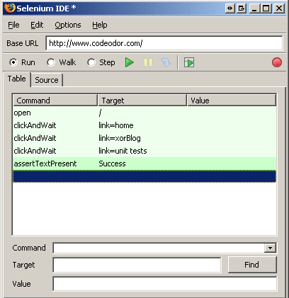 Selenium IDE Screenshot